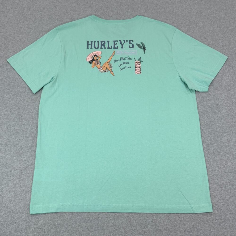 Hurley Mens T-Shirt XL Tropic Nights Graphic Tee Light Aqua Green Hawaiian NWT - Picture 4 of 10